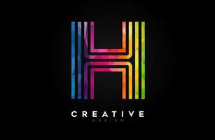 Vibrant Lines Letter H Logo with Lines and Monogram Creative Style Design Vector