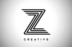 Lines Letter Z Logo with Black Lines and Monogram Creative Style Design Vector