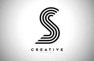 Lines Letter S Logo with Black Lines and Monogram Creative Style Design Vector