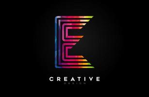 Vibrant Lines Letter E Logo with Lines and Monogram Creative Style Design Vector