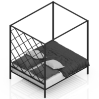 Isometric Bedroom 3D render png