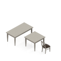 Isometric Table Set 3D render png