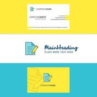 Beautiful Write document Logo and business card vertical Design Vector