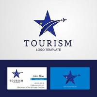logotipo de la estrella creativa de la bandera de la unión europea de viajes y diseño de la tarjeta de visita vector