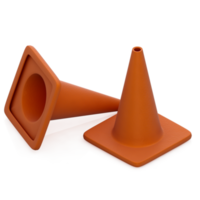 Isometric warning cone 3D render png