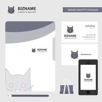 Cat Business Logo File Cover Visiting Card and Mobile App Design Vector Illustration