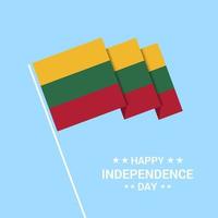 Lithuania Independence day typographic design with flag vector