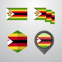 Zimbabwe flag design set vector