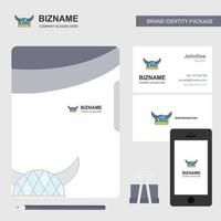 Helmet Business Logo File Cover Visiting Card and Mobile App Design Vector Illustration