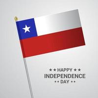 diseño tipográfico del día de la independencia de chile con vector de bandera
