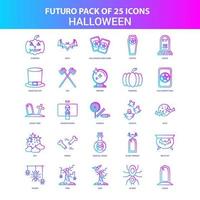 25 Blue and Pink Futuro Halloween Icon Pack vector