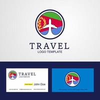 logotipo de bandera de círculo creativo de eritrea de viaje y diseño de tarjeta de visita vector