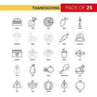 Thanksgiving Black Line Icon 25 Business Outline Icon Set vector