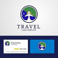 logotipo de la bandera del círculo creativo de la isla de navidad de viaje y diseño de tarjeta de visita vector