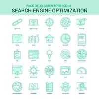 25 conjunto de iconos de optimización de motor de búsqueda verde vector