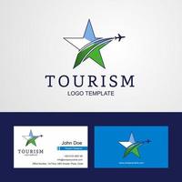 logotipo de estrella creativa de bandera de djibouti de viaje y diseño de tarjeta de visita vector