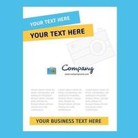 Camera Title Page Design for Company profile annual report presentations leaflet Brochure Vector Background