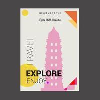 Welcome to The Tiger Hill Pagoda Suzhou China Explore Travel Enjoy Poster Template vector