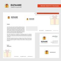 Giftbox Business Letterhead Envelope and visiting Card Design vector template