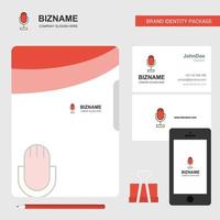 Microphone Business Logo File Cover Visiting Card and Mobile App Design Vector Illustration