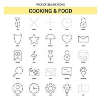 Cooking and Food Line Icon Set 25 Dashed Outline Style vector