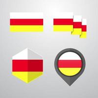 South Ossetia flag design set vector