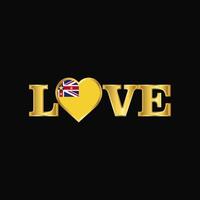vector de diseño de bandera de niue de tipografía de amor dorado