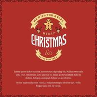 Merry Christmas card with red background and typography vector