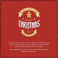 Merry Christmas card with red background and typography vector