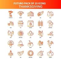 naranja futuro 25 conjunto de iconos de acción de gracias vector