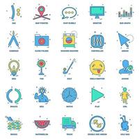 25 Business Concept Mix Flat Color Icon set vector