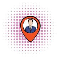 Map pointer with businessman icon, comics style vector