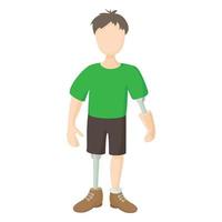 Disabled person with prosthetic icon vector