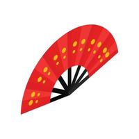 Red open hand fan icon, isometric 3d style vector