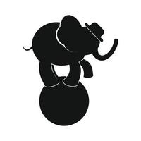 Elefante de circo en bola simple icono vector