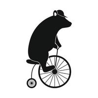 Simple bear on bike icon vector