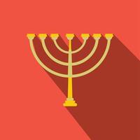 Gold hanukkah menorah flat icon vector