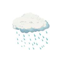 nube con icono de gotas de lluvia, estilo de dibujos animados vector