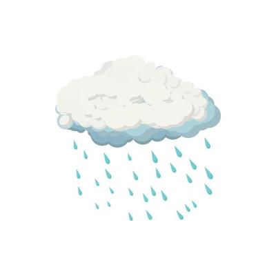 Cloud with rain drops icon, cartoon style