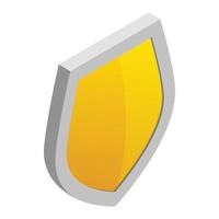 Yellow shield icon in isometric 3d style vector