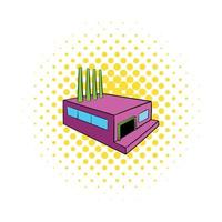 Factory building icon, comics style vector