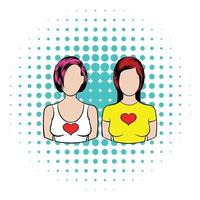 Female couple icon, comics style vector