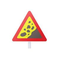 Falling rocks warning traffic sign icon vector