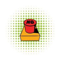 No red button icon, comics style vector