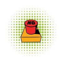 No red button icon, comics style vector