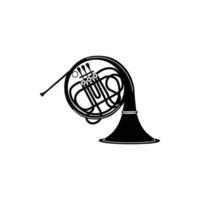 French horn icon, black simple style vector