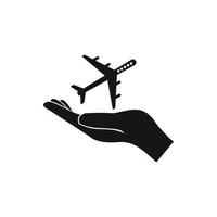 icono de protección de viajes aéreos, estilo simple vector