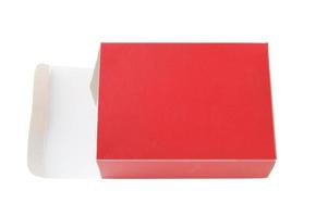 opened red package box isolated on white with clipping path photo