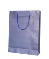 blue shopping bag isolated on white background photo