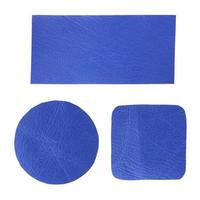 set of blank blue leather label isolated on white with clipping path photo